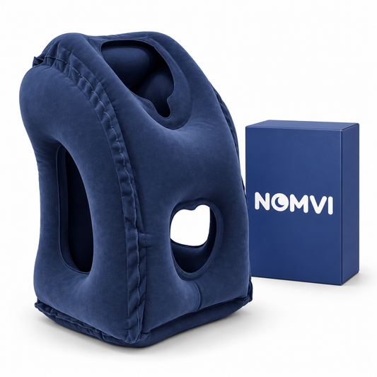 NOMVI · Almohada de viaje para dormir sentado sin que se te caiga la cabeza