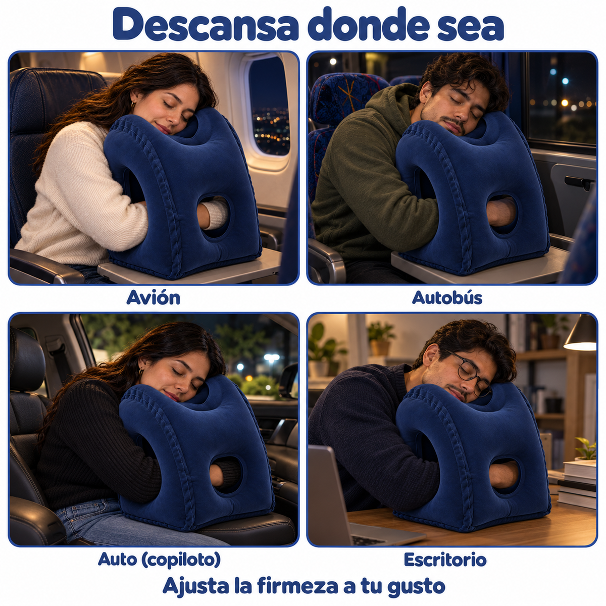 NOMVI · Almohada de viaje para dormir sentado sin que se te caiga la cabeza